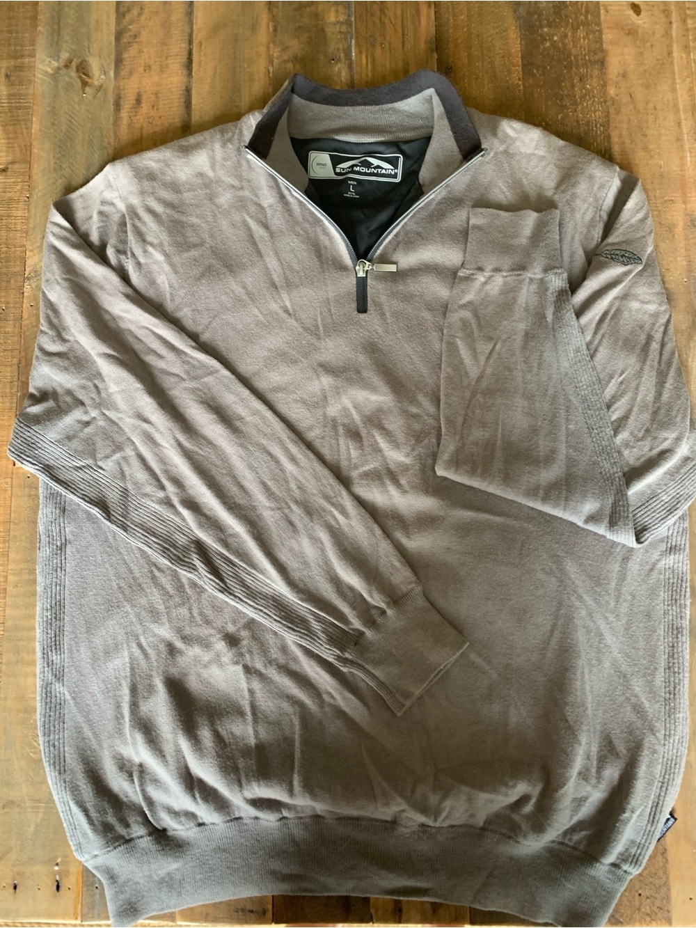 Blue Mountain Men's Taupe Quarter-Zip Knit Sweater